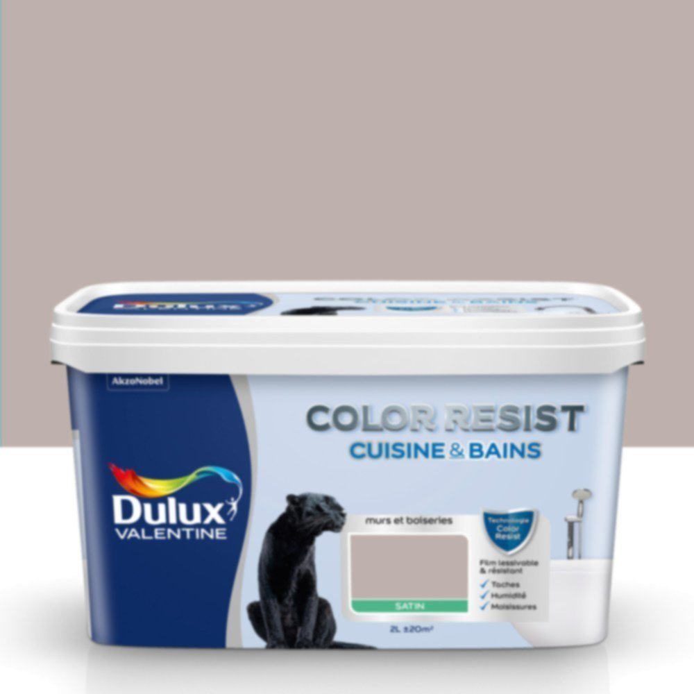 Peinture Pièces Humides Color Resist Cuisine & Bains Marron Glacé Satin 2L - DULUX VALENTINE