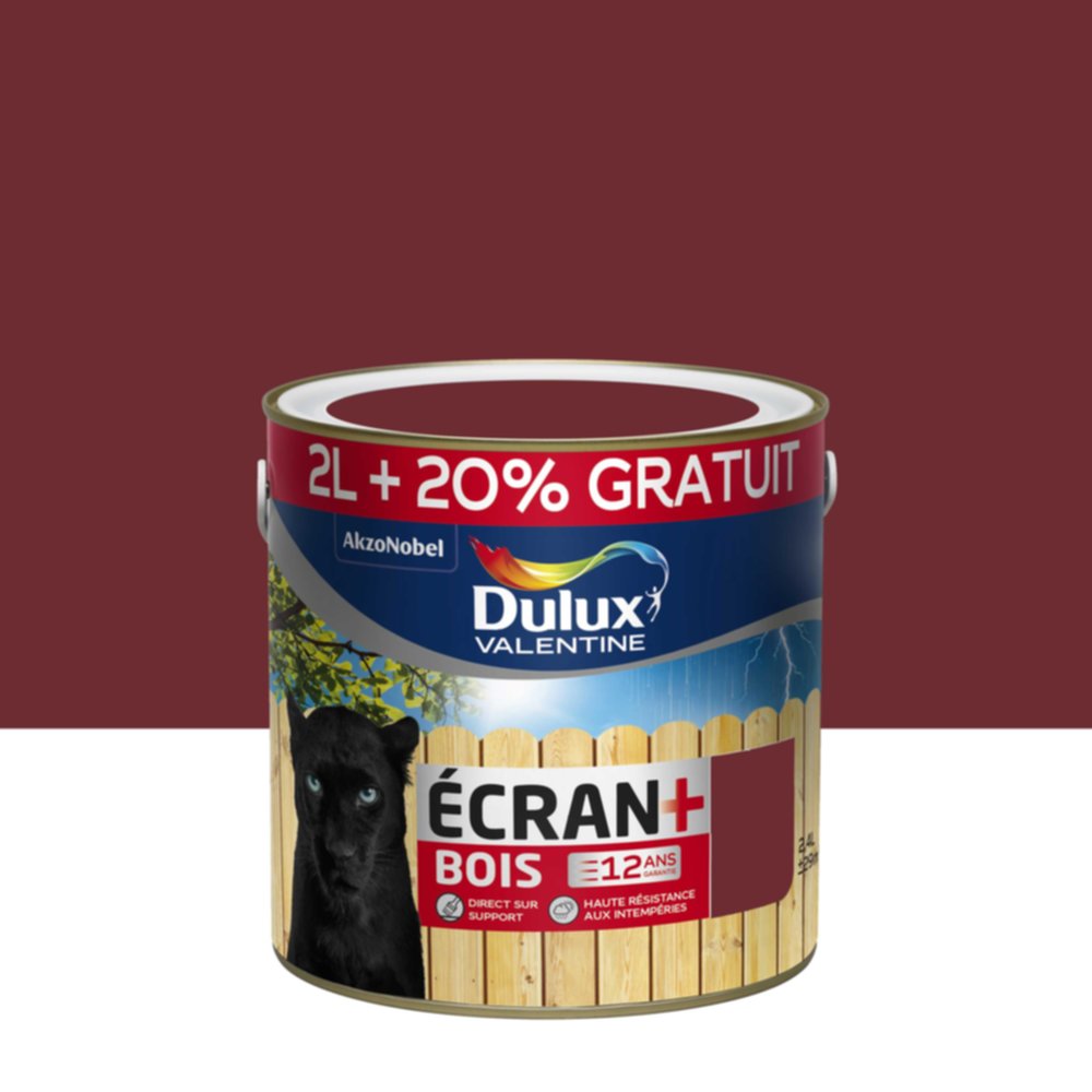 Peinture Ecran+ Bois Rouge Basque Satin 2L + 20% - DULUX VALENTINE