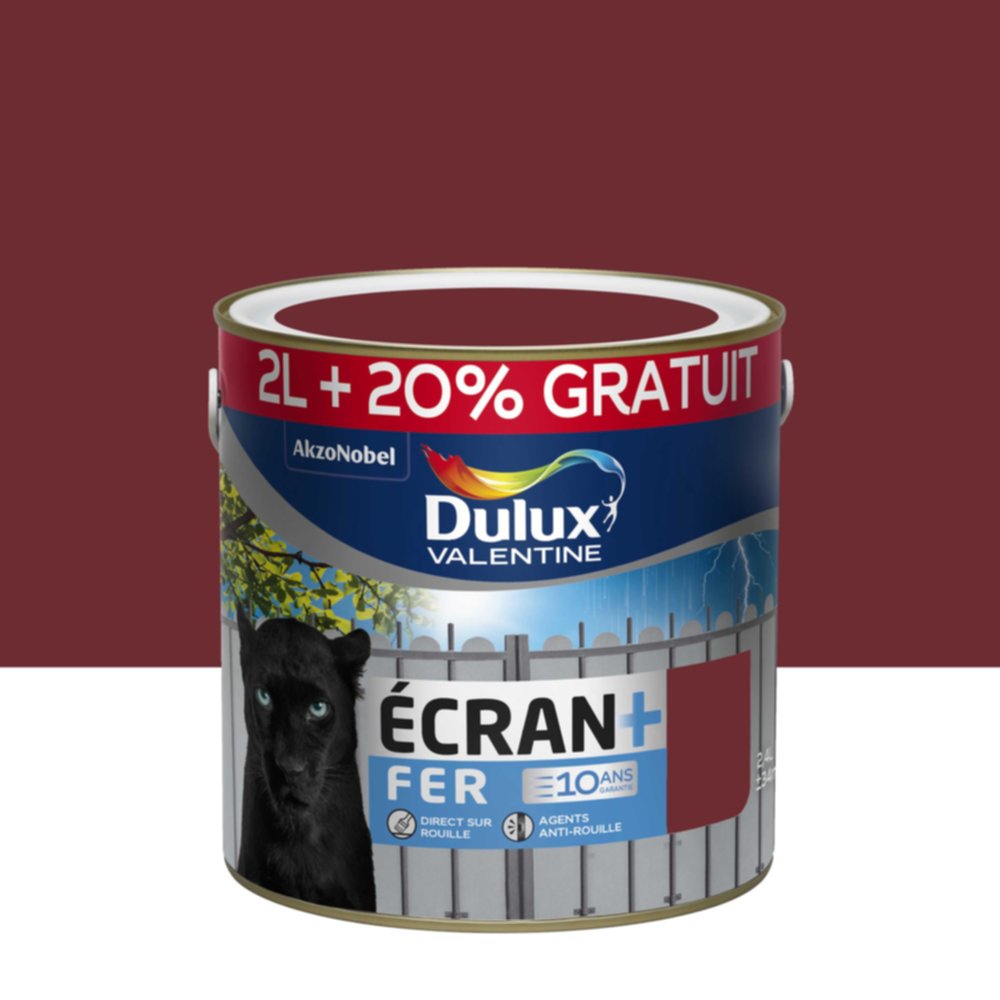 Peinture Ecran+ Fer Protection Antirouille Rouge Basque Brillant 2L + 20% - DULUX VALENTINE