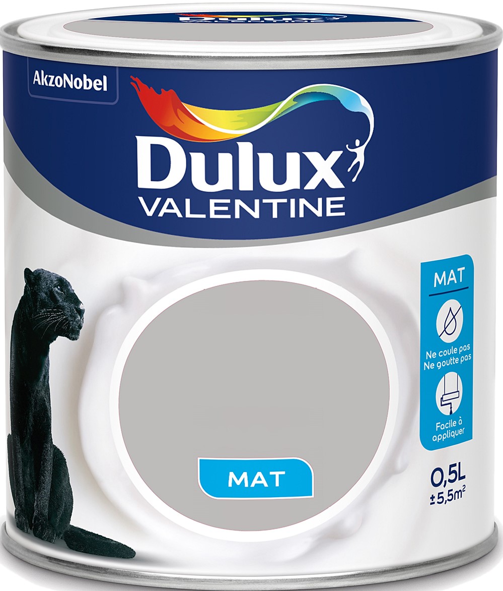 Peinture intérieure Crème de couleur mat Béton Gris 0,5L - DULUX VALENTINE