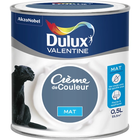 Peinture Crème de Couleur mat 0,5L Bleu Ardoise