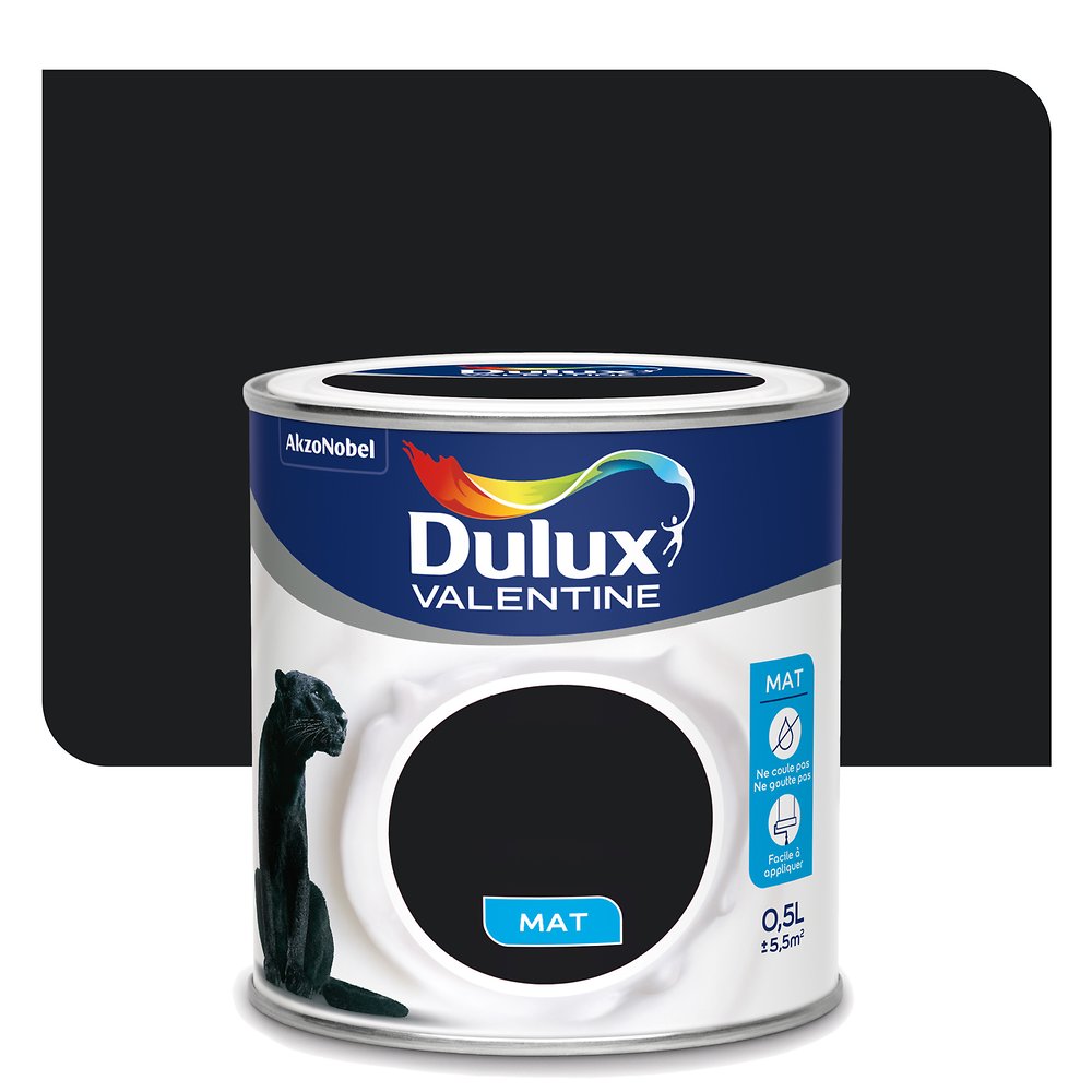 Peinture intérieure Crème de couleur mat Noir 0,5L - DULUX VALENTINE