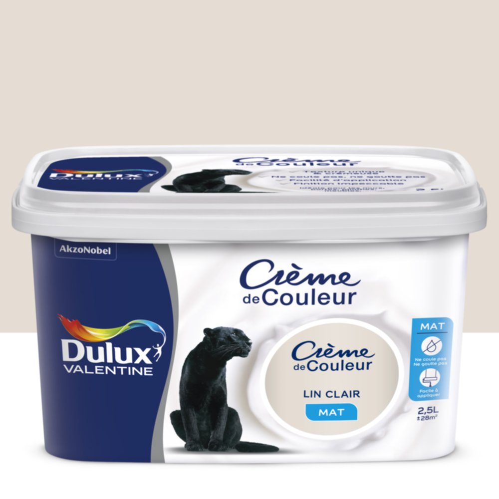 Peinture intérieure Crème de couleur mat Lin Clair 2,5L - DULUX VALENTINE