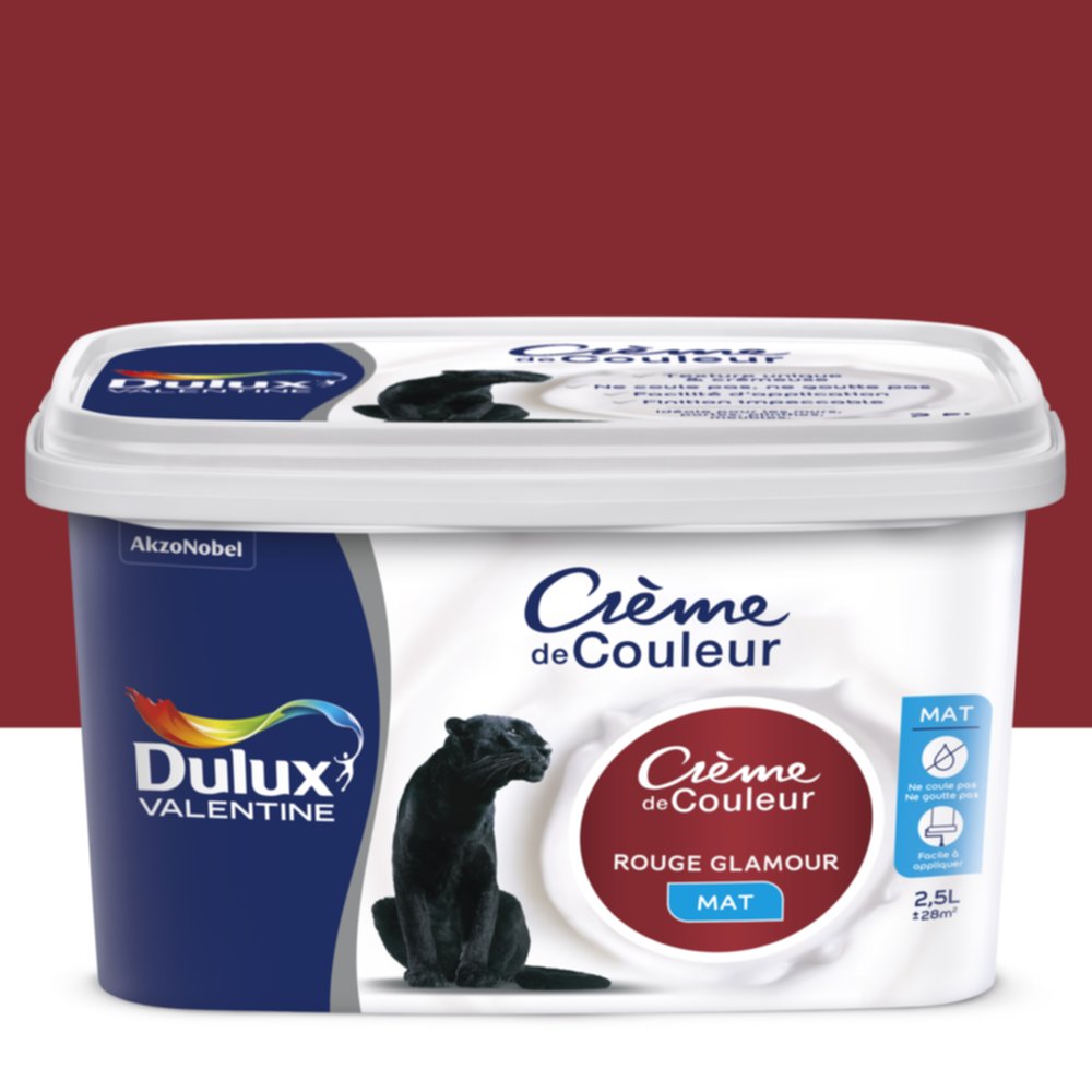 Peinture intérieure Crème de couleur mat Rouge Glamour 2,5L - DULUX VALENTINE