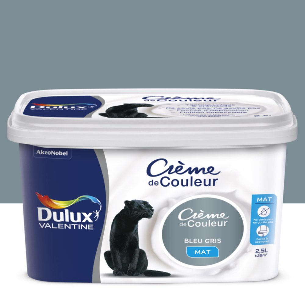 Crème de couleur Bleu gris 2.5L - Finition mat - DULUX VALENTINE