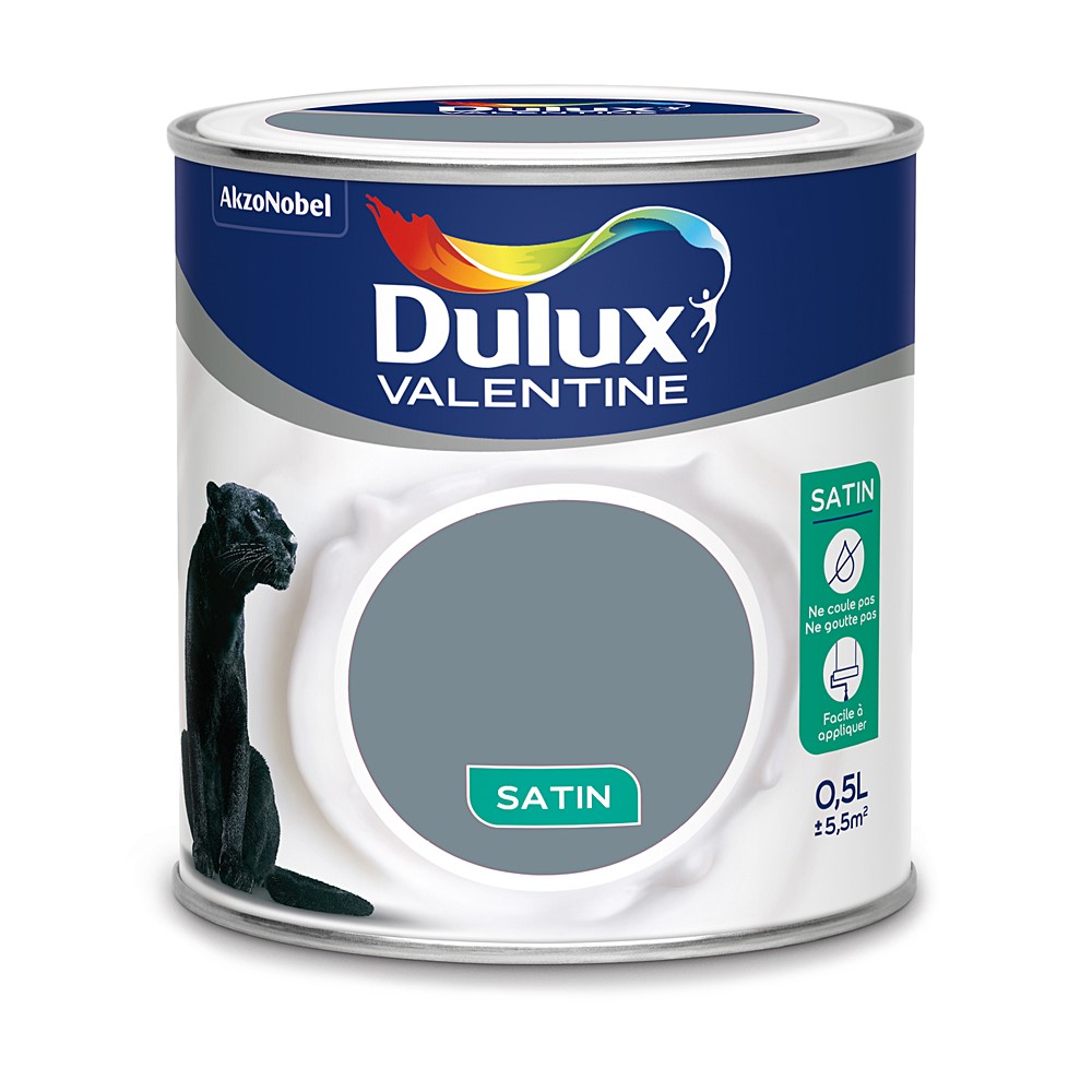 Peinture intérieure Crème de couleur satin Bleu Gris 0,5L - DULUX VALENTINE