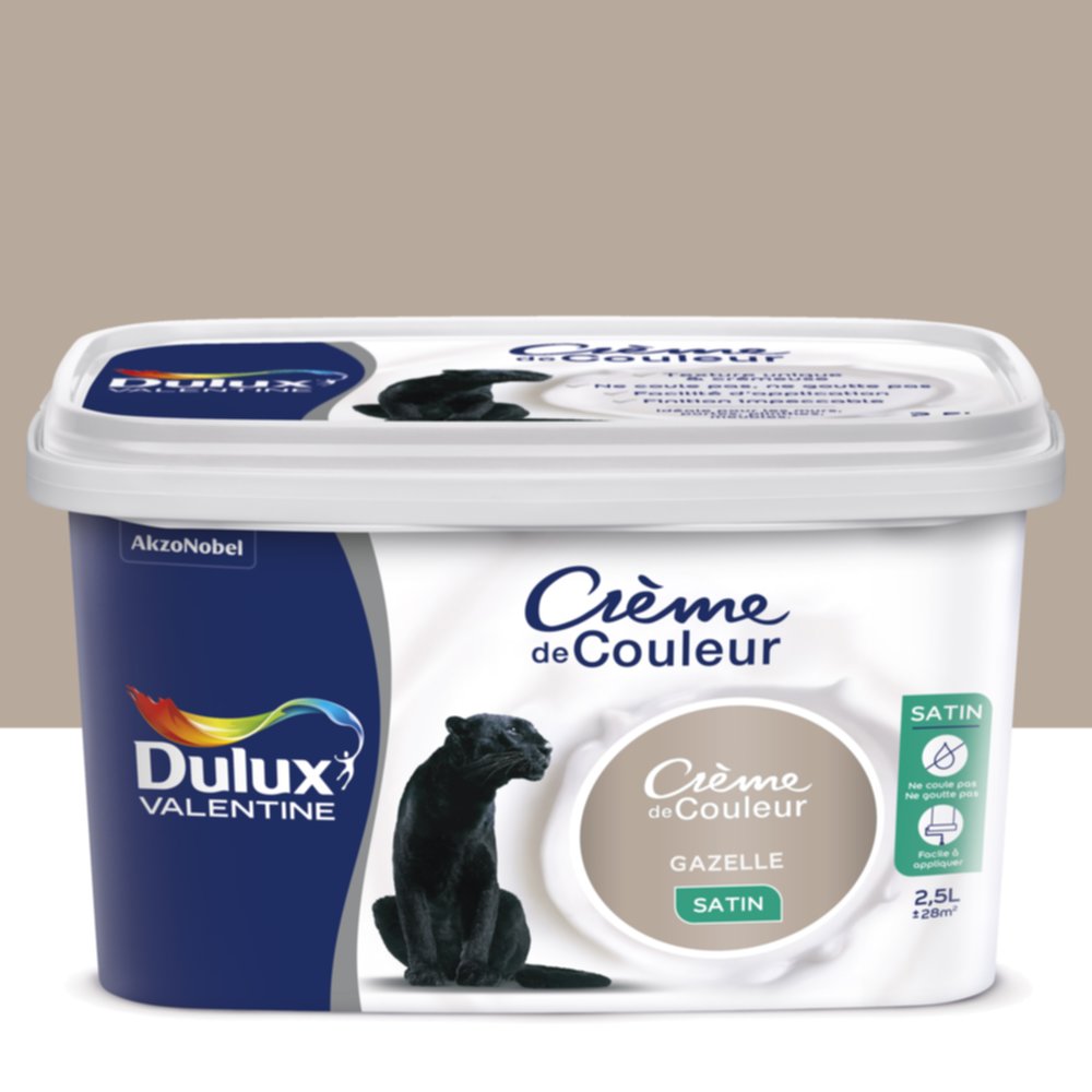 Peinture intérieure Crème de couleur satin Gazelle 2,5L - DULUX VALENTINE