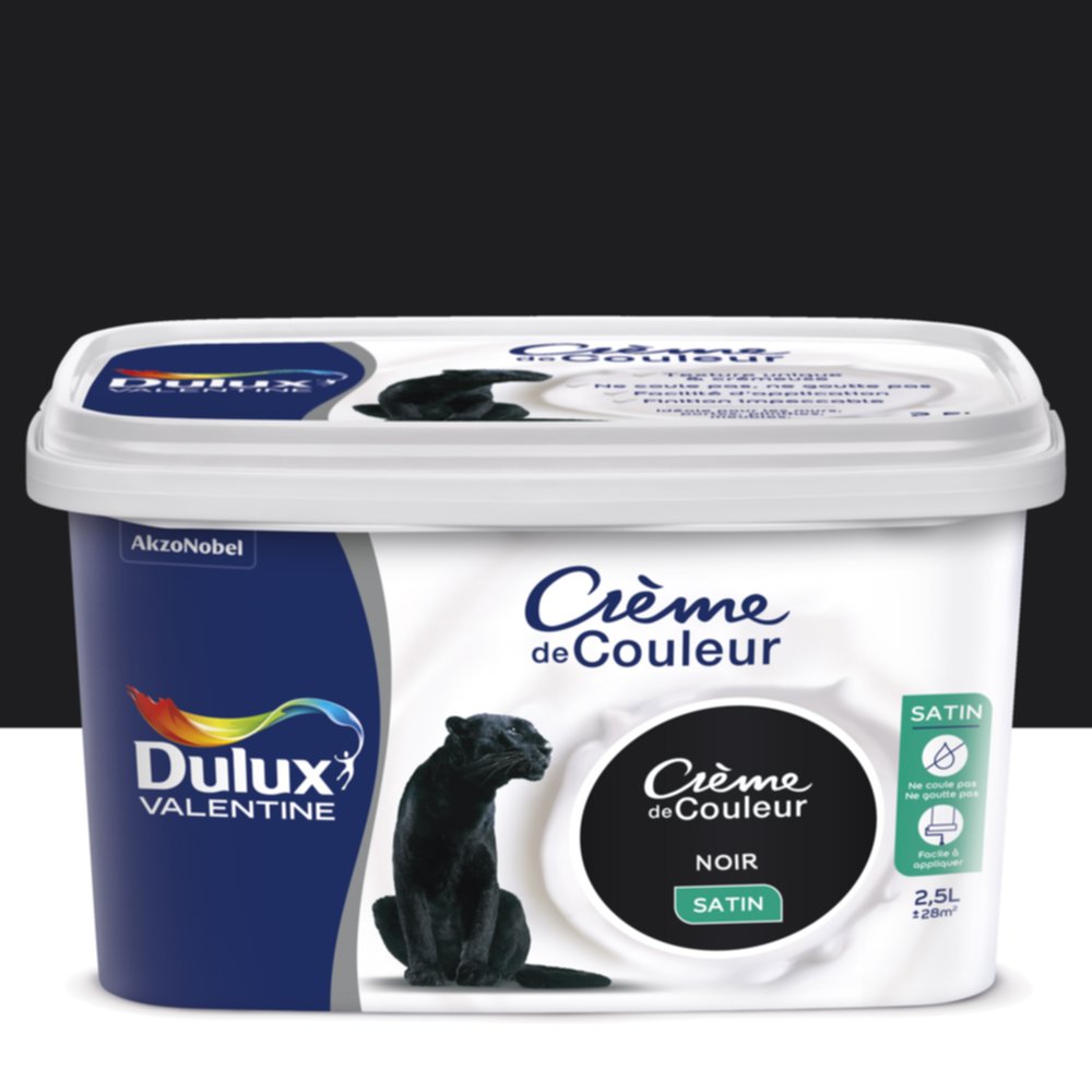 Peinture intérieure Crème de couleur satin Noir 2,5L - DULUX VALENTINE