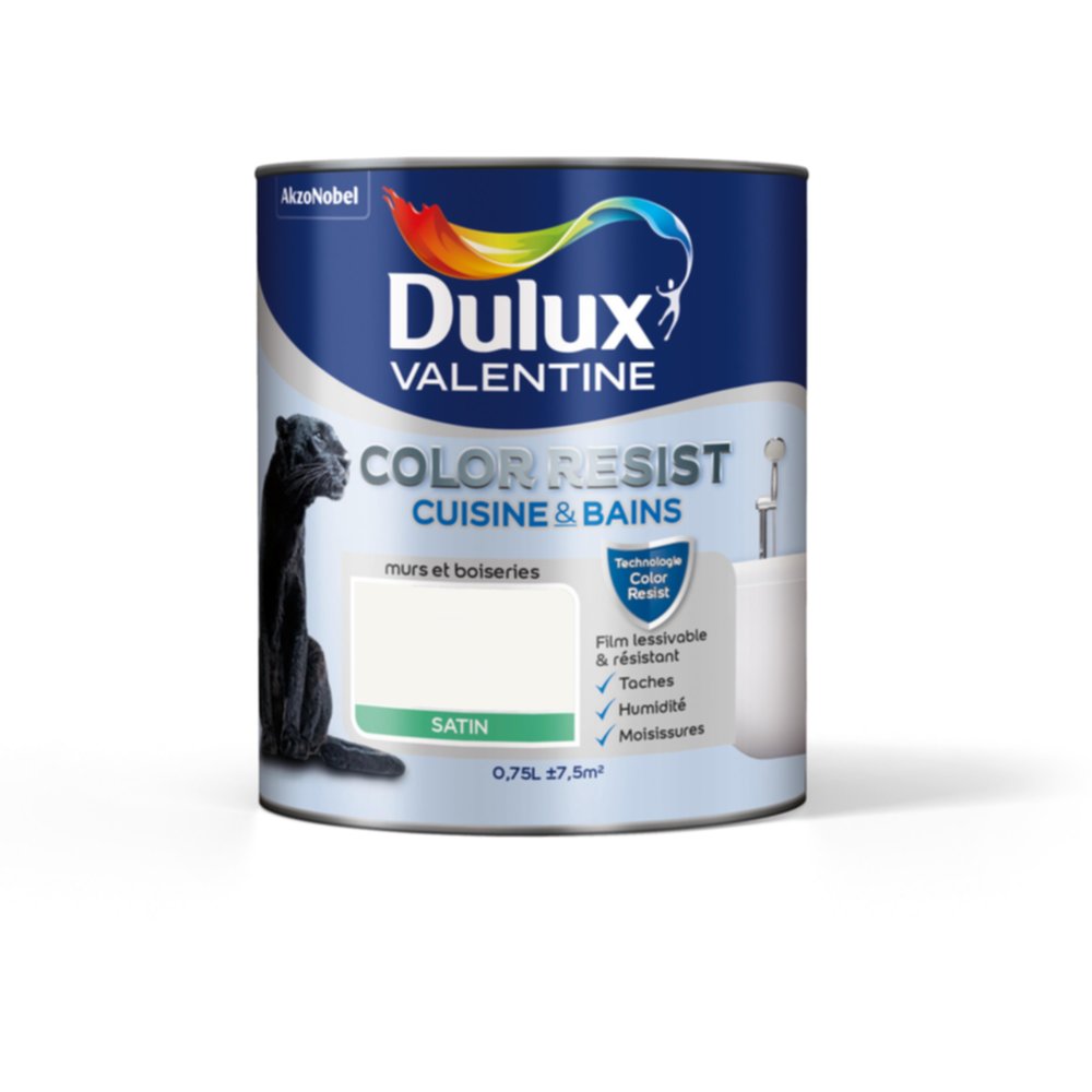 Peinture Color Resist Cuisine & Bains Satin Base White 0,75L - DULUX VALENTINE