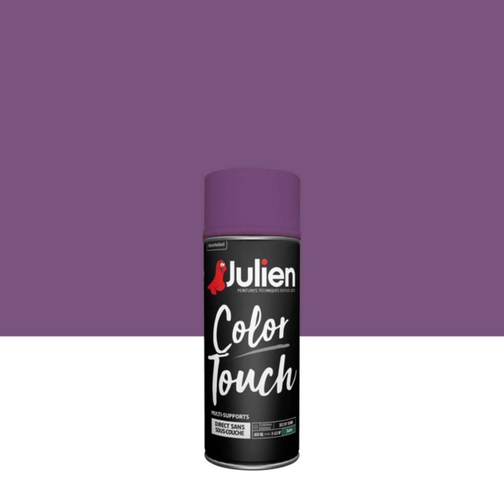 Peinture aérosol Multi-supports Color Touch Prune Satin 400ml - JULIEN