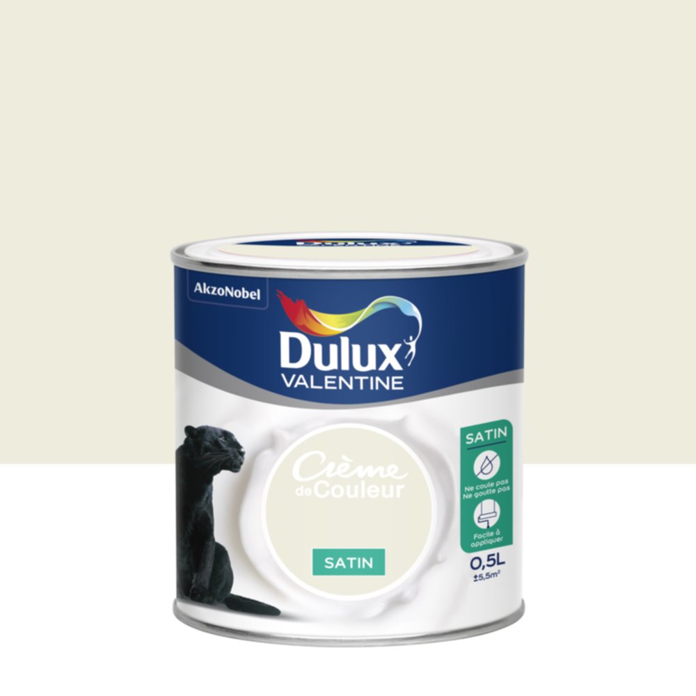 Peinture intérieure Crème de couleur satin Voile Blanc 0,5L - DULUX VALENTINE