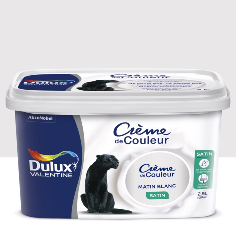 Peinture intérieure Crème de couleur satin Matin Blanc 2,5L - DULUX VALENTINE