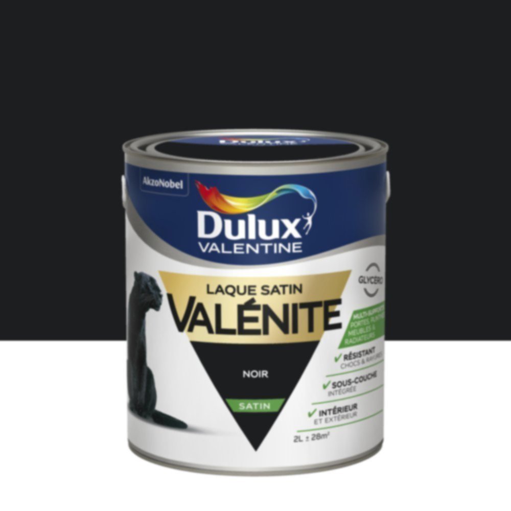 Peinture Laque Boiseries et Ferronnerie Valénite Noir Satin 2L - DULUX VALENTINE