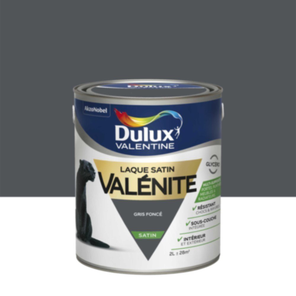 Peinture Laque Boiseries et Ferronnerie Valénite Gris Foncé Satin 2L - DULUX VALENTINE