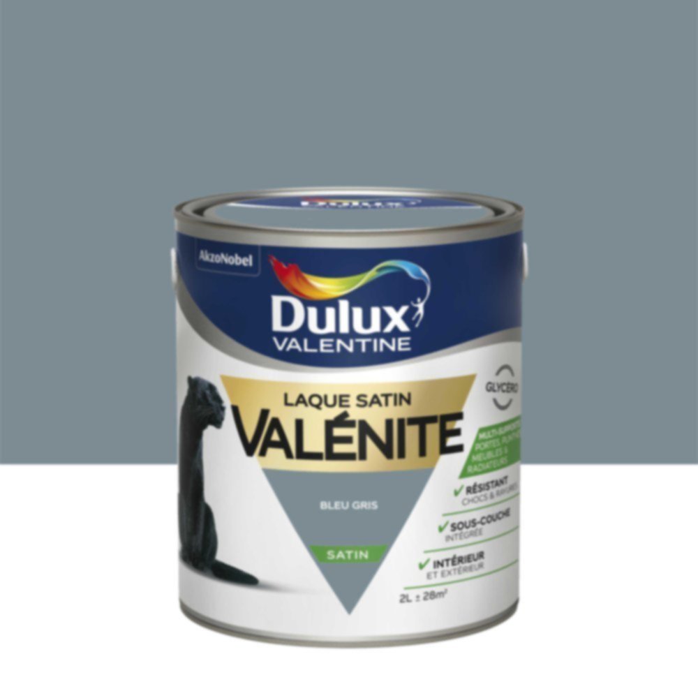 Peinture Laque Boiseries et Ferronnerie Valénite Bleu Gris Satin 2L - DULUX VALENTINE