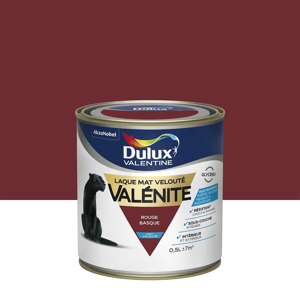 Peinture Valénite velouté mat 0,5L rouge basque DULUX VALENTINE