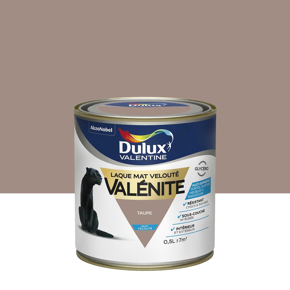 Peinture Valénite velouté mat 0,5L taupe DULUX VALENTINE