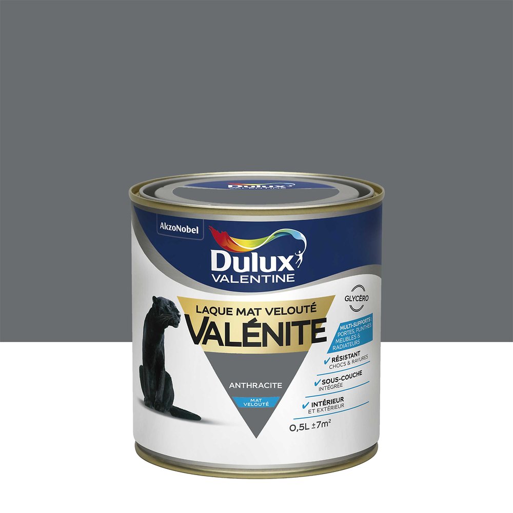 Peinture Valénite velouté mat  0,5L anthracite DULUX VALENTINE