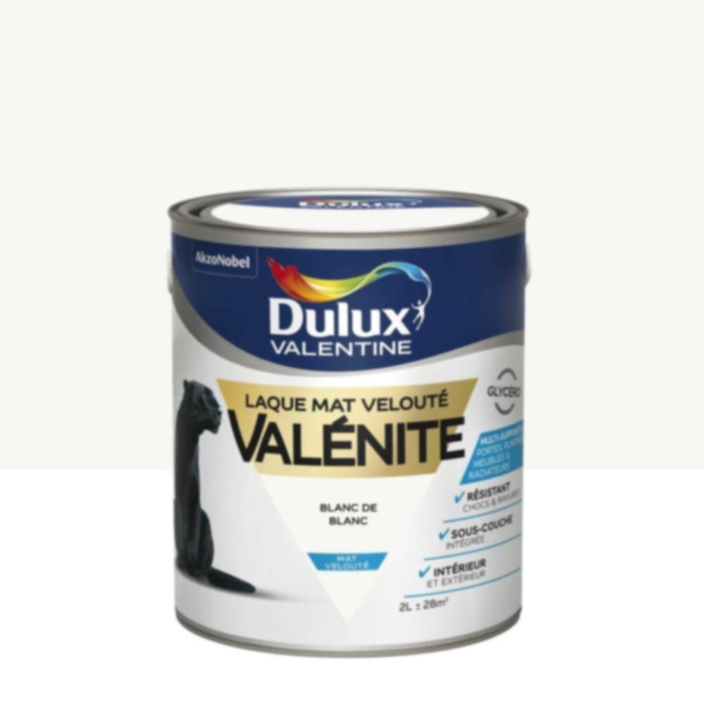 Peinture Valénite velouté mat 2L blanc de blanc DULUX VALENTINE