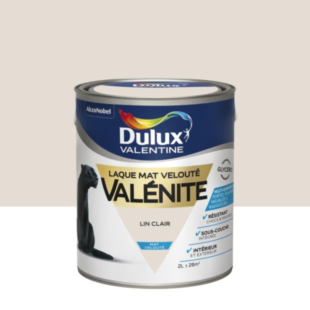 Peinture Laque Boiseries et Ferronnerie Valénite Lin Clair Mat 2L - DULUX VALENTINE