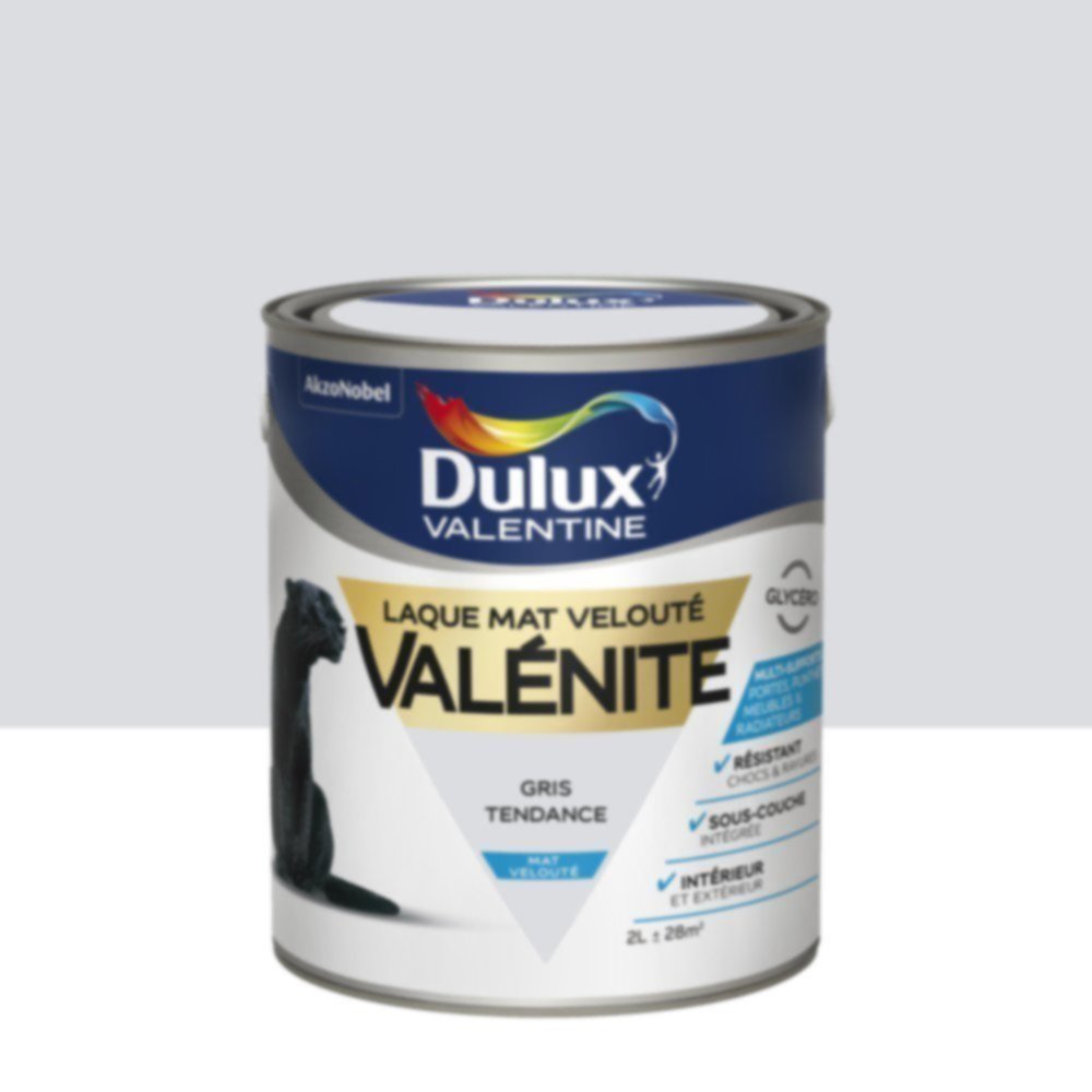 Peinture Laque Boiseries et Ferronnerie Valénite Gris Tendance Mat 2L - DULUX VALENTINE