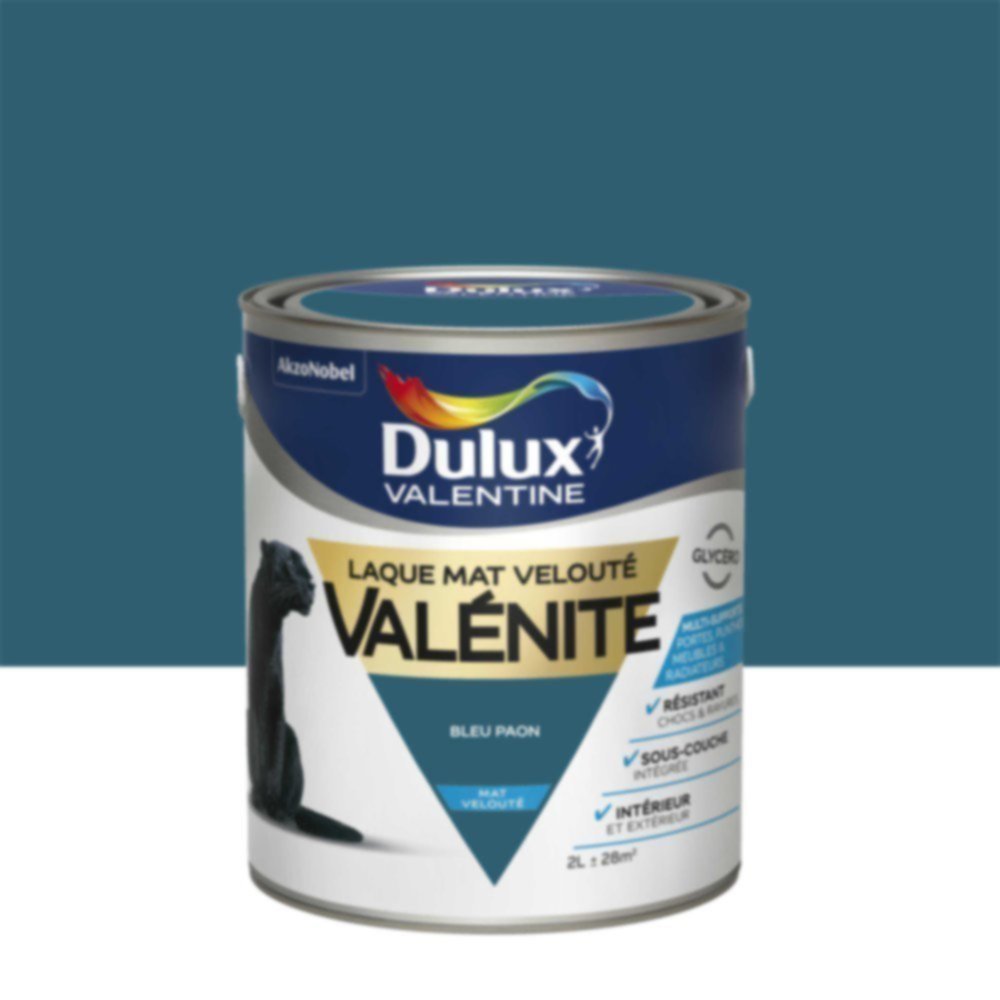 Peinture Laque Boiseries et Ferronnerie Valénite Bleu Paon Mat 2L - DULUX VALENTINE