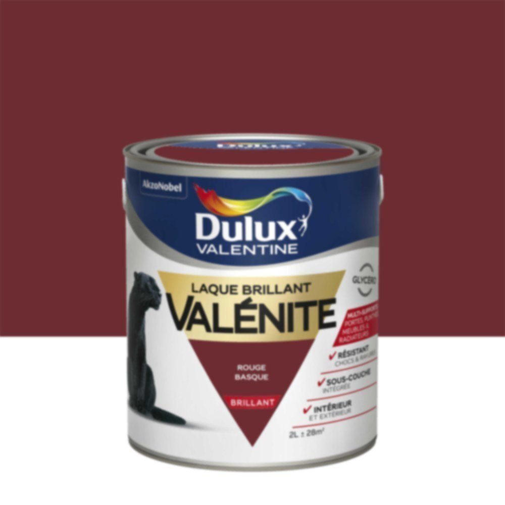 Peinture Laque Boiseries et Ferronnerie Valénite Rouge Basque Brillant 2L - DULUX VALENTINE