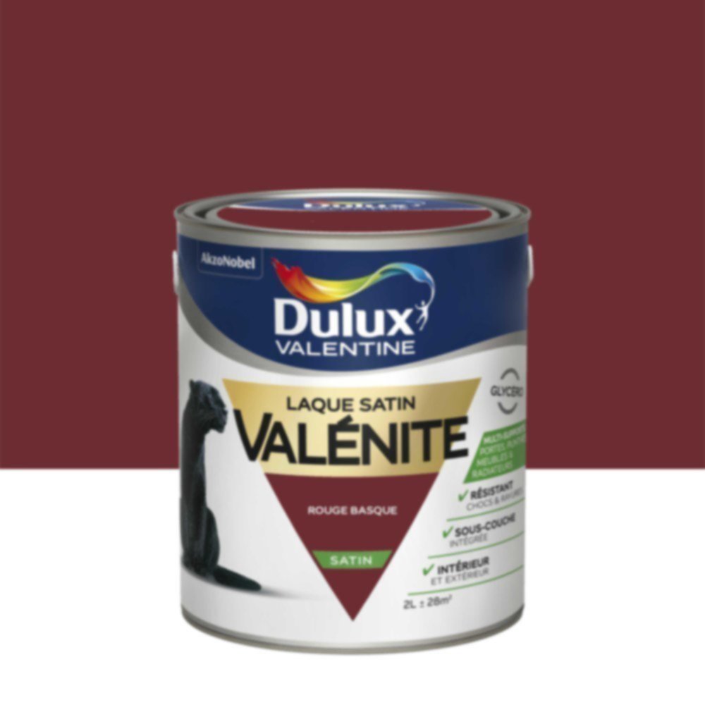 Peinture Laque Boiseries et Ferronnerie Valénite Rouge Basque Satin 2L - DULUX VALENTINE