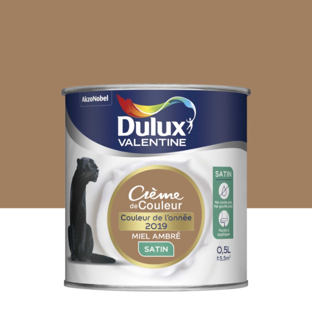 Peinture intérieure Crème de couleur satin Miel Ambré 0,5L - DULUX VALENTINE