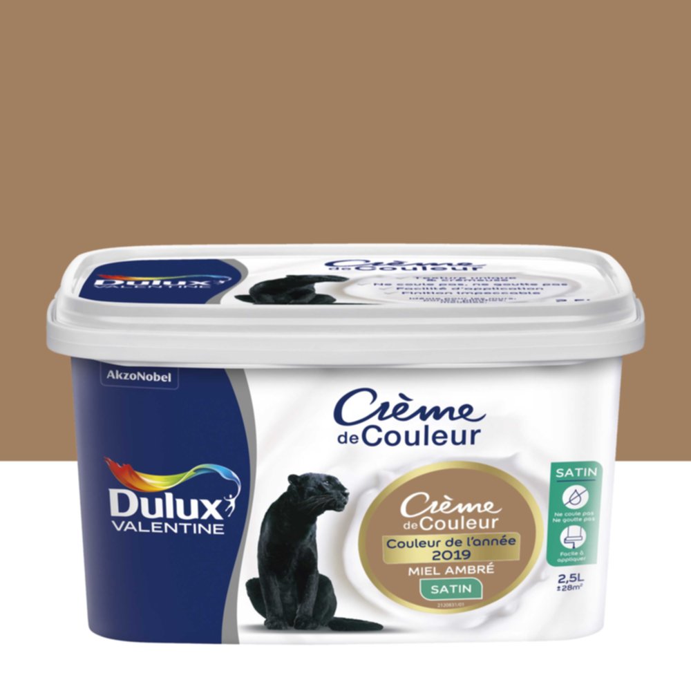 Peinture intérieure Crème de couleur satin Miel Ambré 2,5L - DULUX VALENTINE