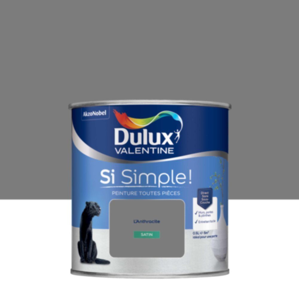  Peinture toutes pièces Si Simple ! L'Anthracite Satin 0,5L - DULUX VALENTINE