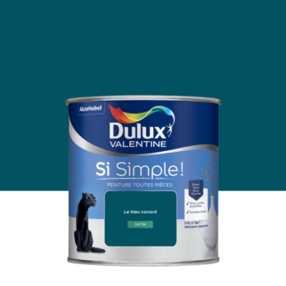  Peinture toutes pièces Si Simple ! Le Bleu Canard Satin 0,5L - DULUX VALENTINE