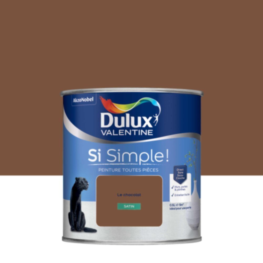  Peinture toutes pièces Si Simple ! Le Chocolat Satin 0,5L - DULUX VALENTINE