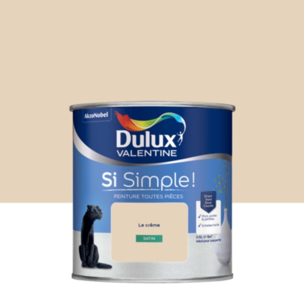  Peinture toutes pièces Si Simple ! Le Crème Satin 0,5L - DULUX VALENTINE