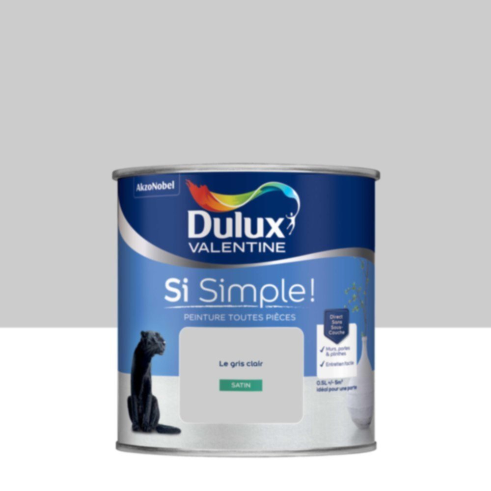  Peinture toutes pièces Si Simple ! Le Gris Clair Satin 0,5L - DULUX VALENTINE