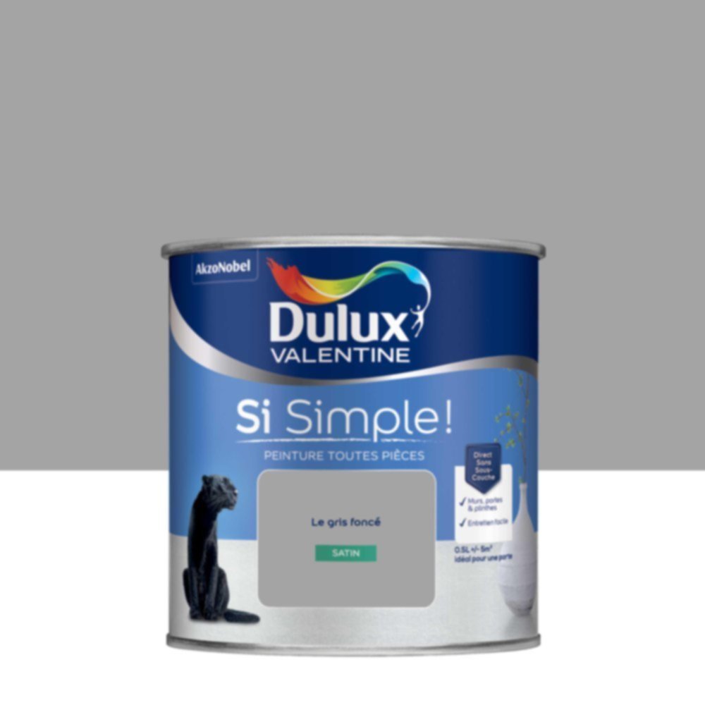  Peinture toutes pièces Si Simple ! Le Gris Foncé Satin 0,5L - DULUX VALENTINE