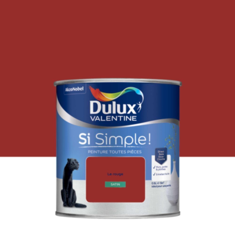  Peinture toutes pièces Si Simple ! Le Rouge Satin 0,5L - DULUX VALENTINE