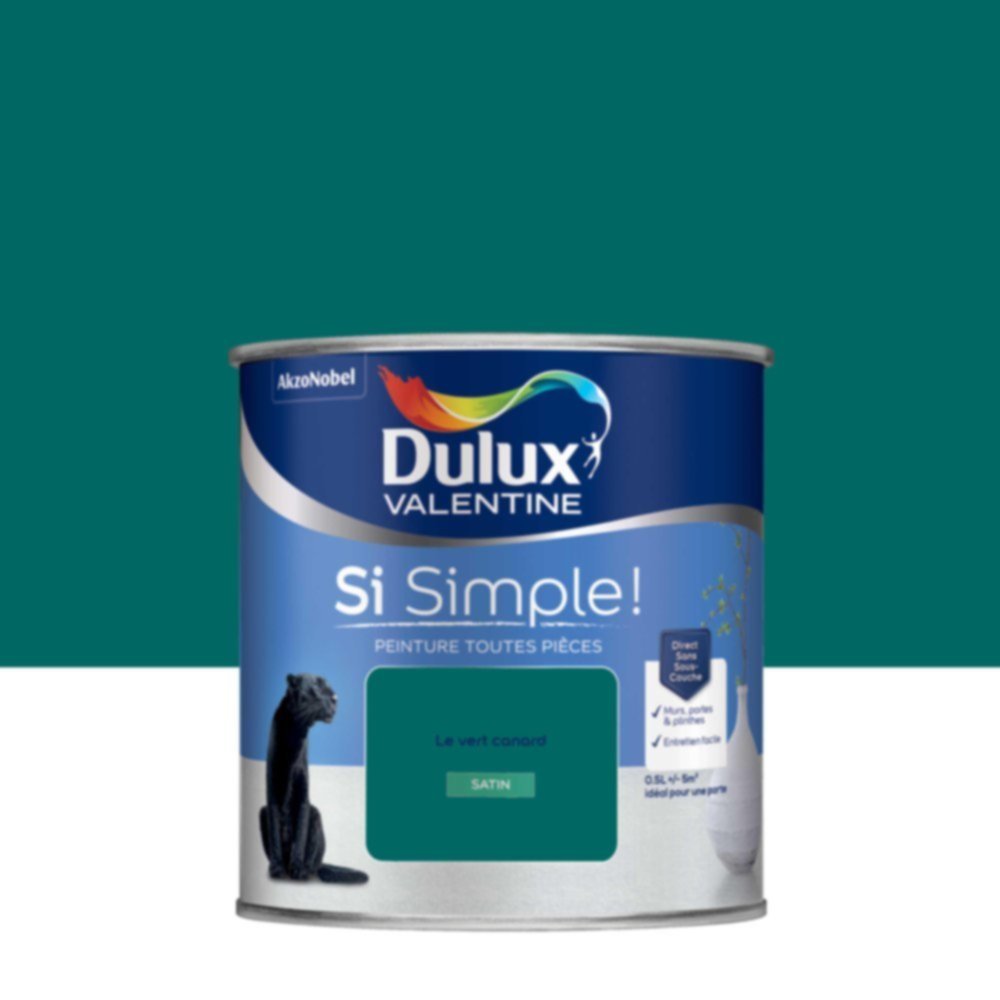  Peinture toutes pièces Si Simple ! Le Vert canard Satin 0,5L - DULUX VALENTINE