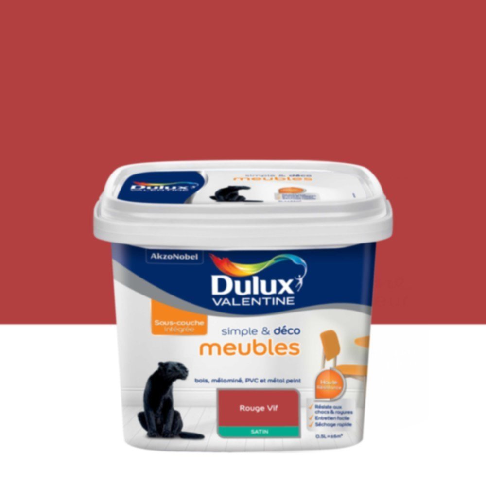 Peinture Simple & Deco Meubles Rouge Vif Satin 0,5L - DULUX VALENTINE