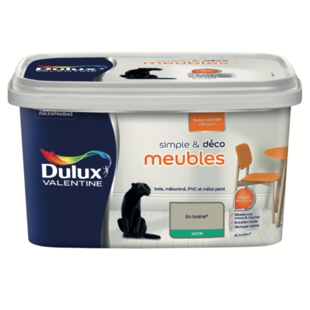 Peinture de rénovation Simple & Deco meubles satin lin ivoire 2L - DULUX VALENTINE