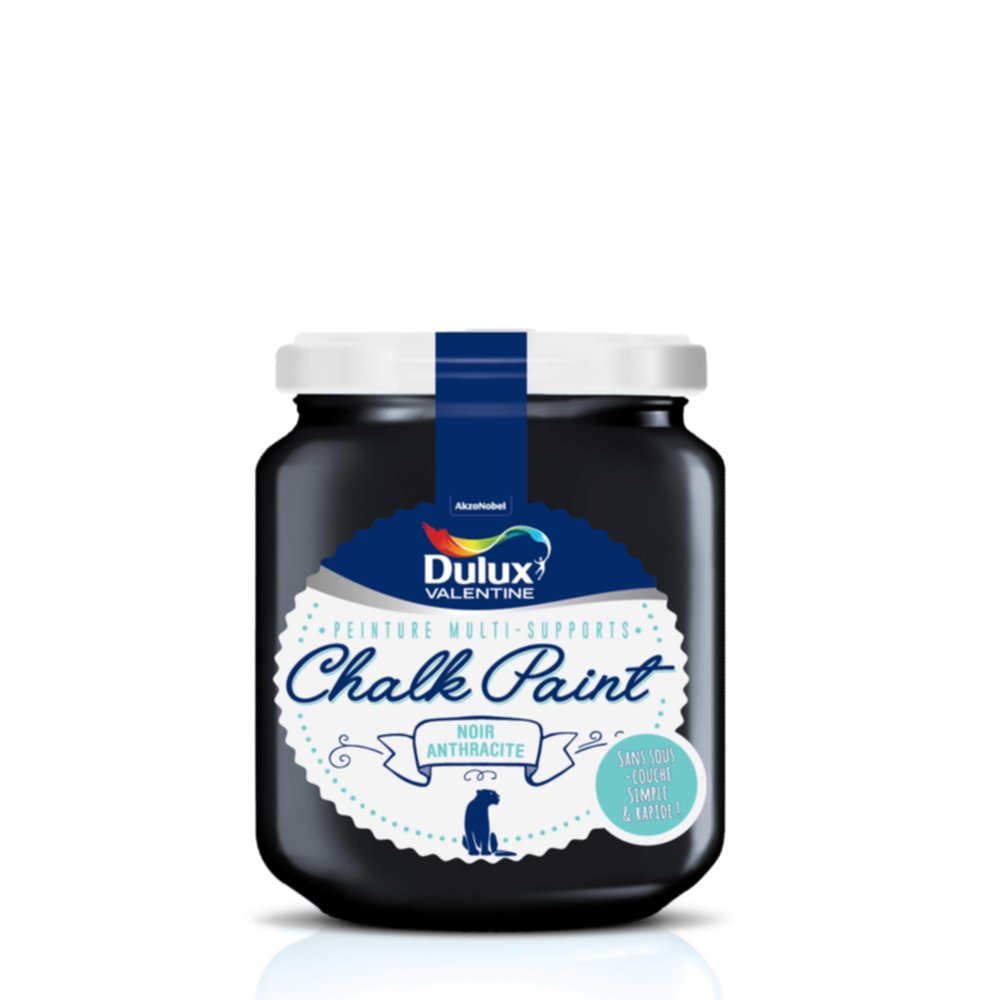 Peinture de Rénovation Chalk Paint Mat Noir Anthracite 0,175L - DULUX VALENTINE