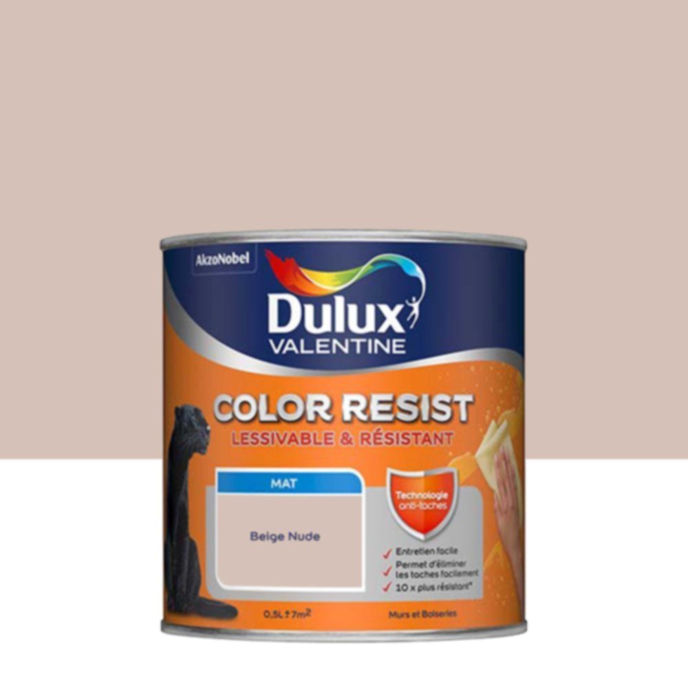 Peinture Murs Plafonds Boiseries Color Resist Beige Nude Mat 0,5L - DULUX VALENTINE