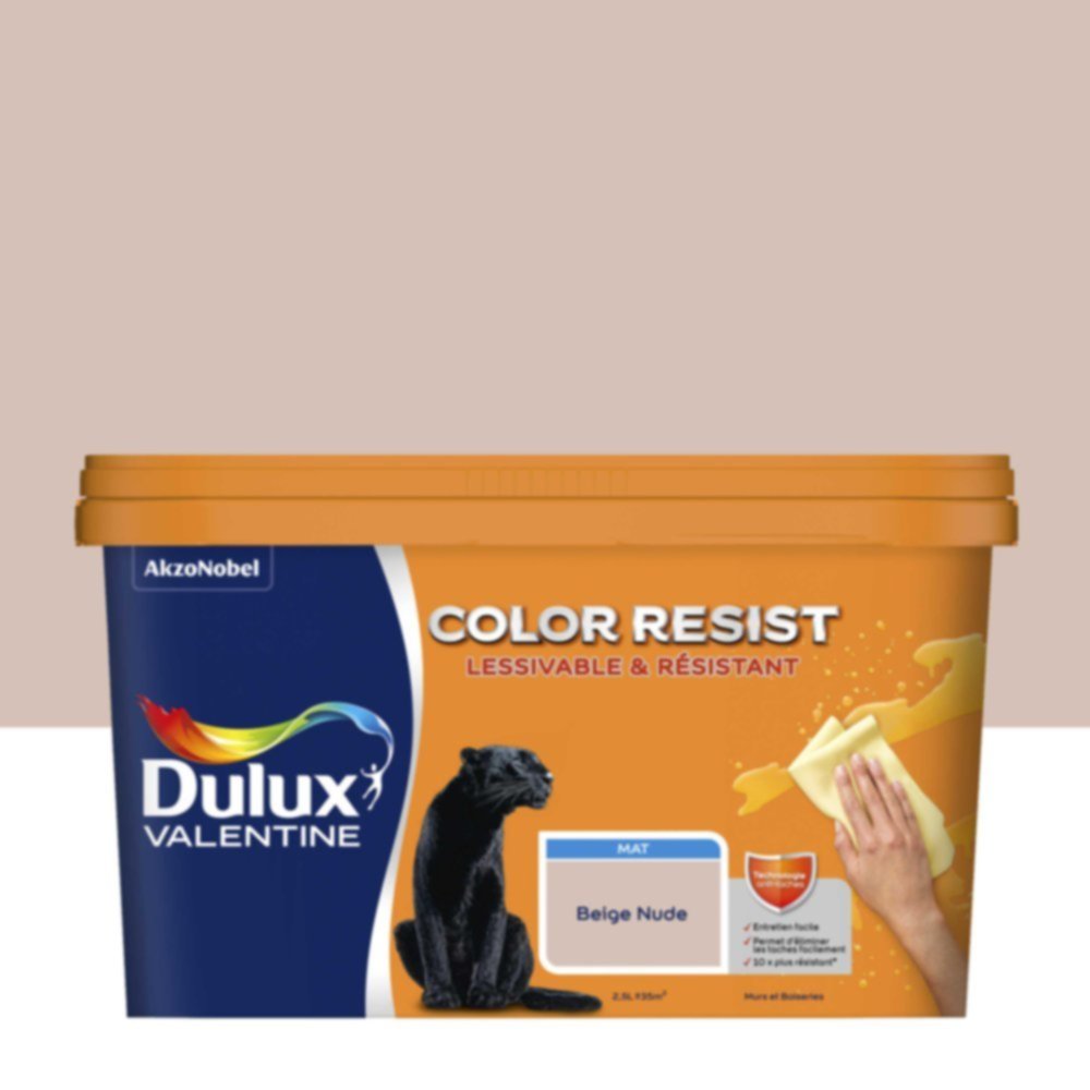 Peinture Murs Plafonds Boiseries Color Resist Beige Nude Mat 2,5L - DULUX VALENTINE