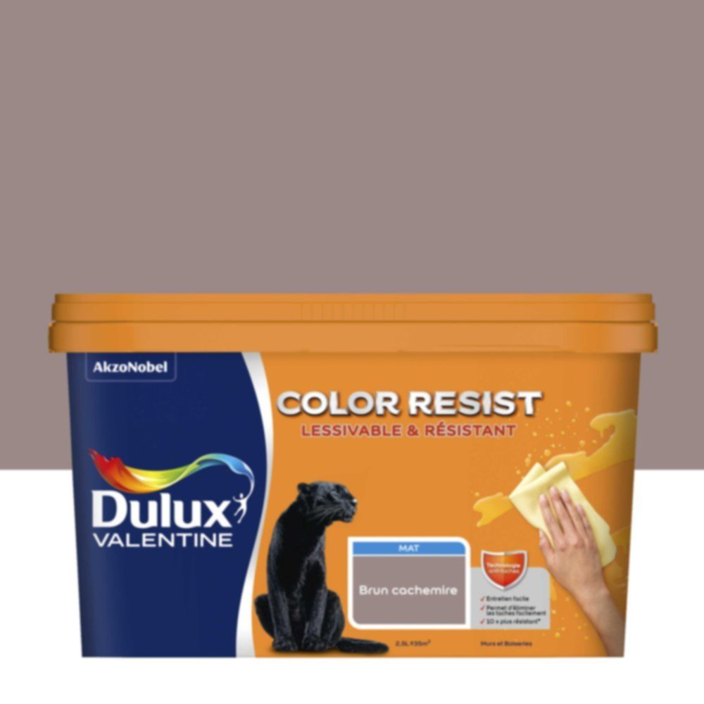 Peinture Murs Plafonds Boiseries Color Resist Brun Cachemire Mat 2,5L - DULUX VALENTINE