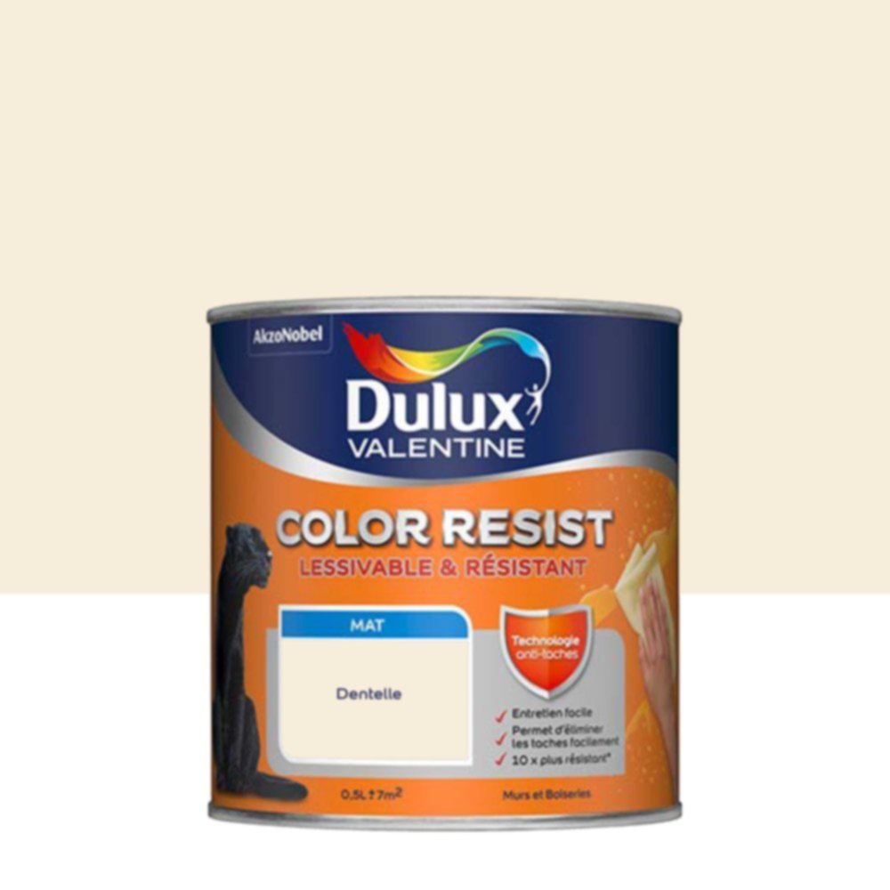 Peinture Murs Plafonds Boiseries Color Resist Dentelle Mat 0,5L - DULUX VALENTINE