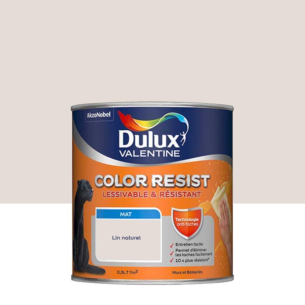 Peinture Murs Plafonds Boiseries Color Resist Lin Naturel Mat 0,5L - DULUX VALENTINE