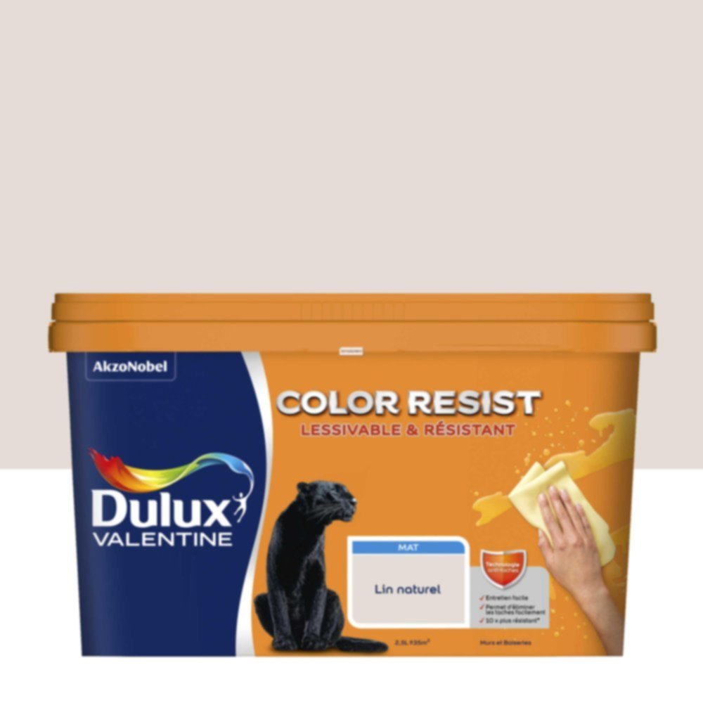 Peinture Murs Plafonds Boiseries Color Resist Lin Naturel Mat 2,5L - DULUX VALENTINE