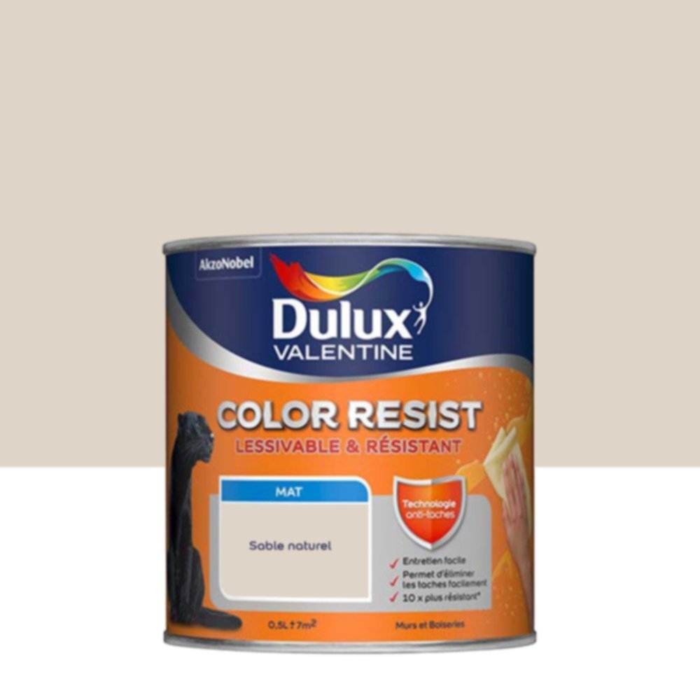 Peinture Murs Plafonds Boiseries Color Resist Sable Naturel Mat 0,5L - DULUX VALENTINE