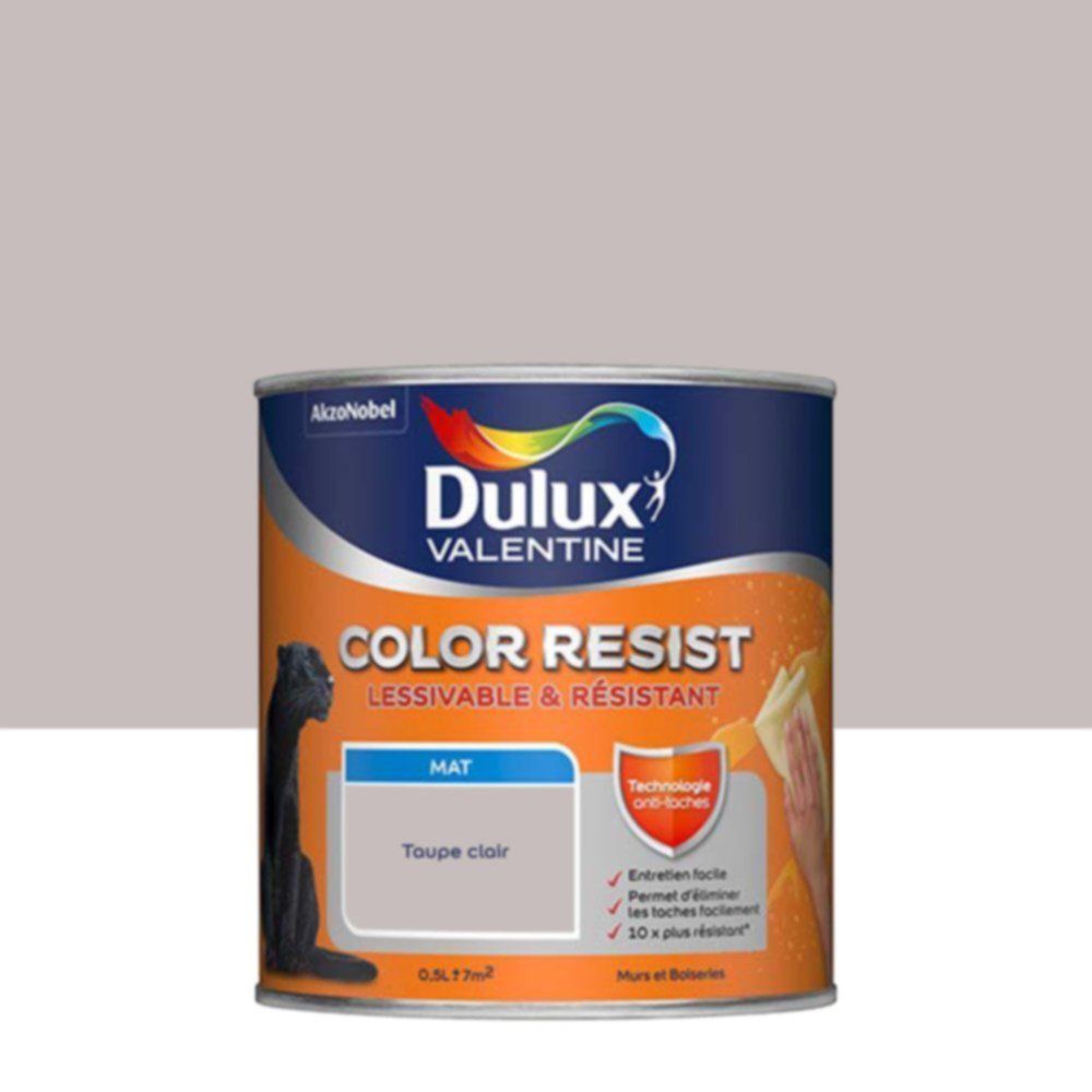 Peinture Murs Plafonds Boiseries Color Resist Taupe Clair Mat 0,5L - DULUX VALENTINE