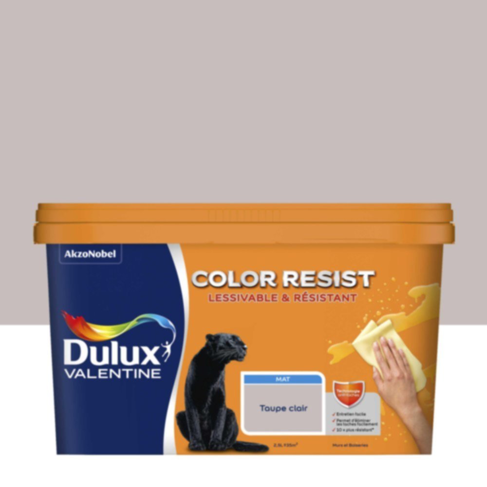 Peinture Murs Plafonds Boiseries Color Resist Taupe Clair Mat 2,5L - DULUX VALENTINE